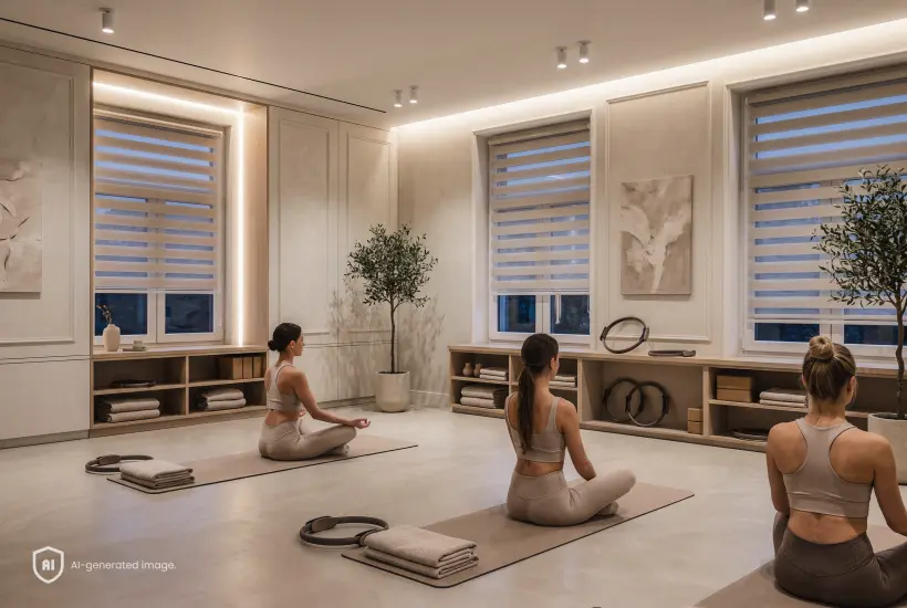 Frauen trainieren Pilates auf Matten im Studio