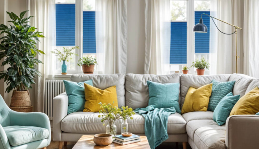 Blue Window Pleated Blind