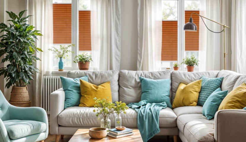 Orange Window Pleated Blind