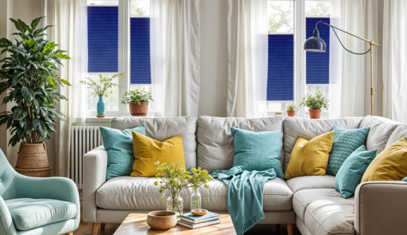 Navy Blue Window Pleated Blind