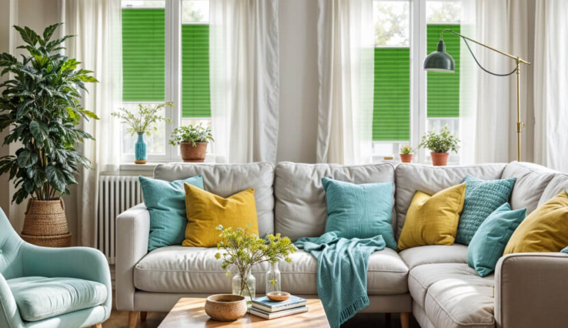 Green Window Pleated Blind