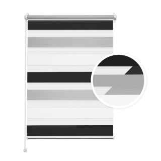 Doppelrollo Tag & Nacht – Schwarz-Weiß-Hellgrau