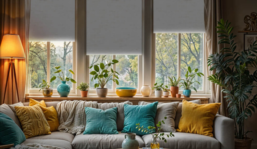 Light Linen Blackout Roller Blind (Silver Backing)